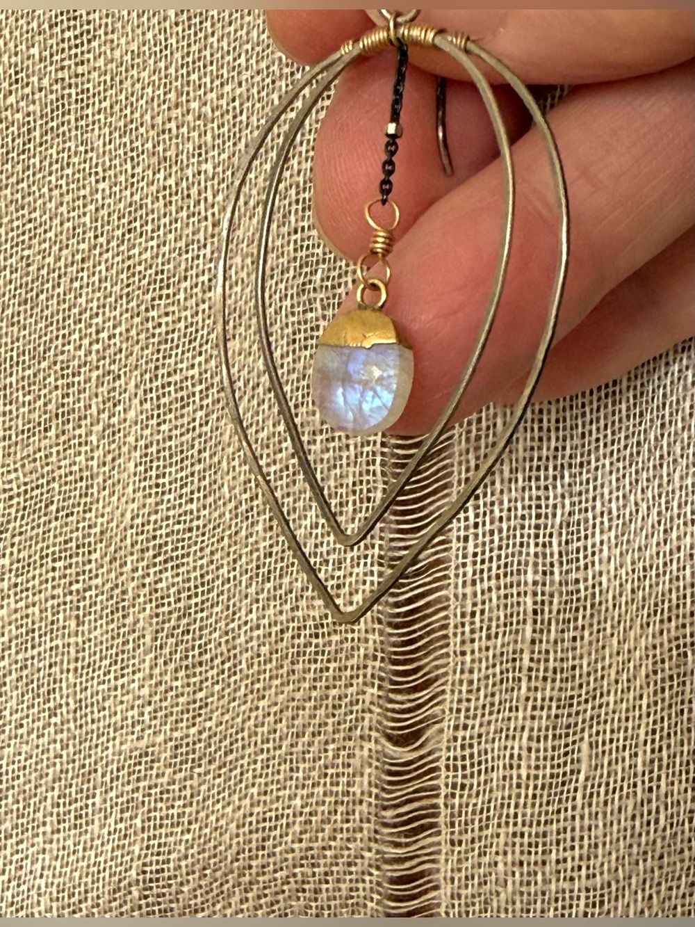 Mixed Metal Moonstone Earrings